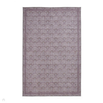 Washable Catherine Lansfield Deco Peacock Lightweight Printed Polyester Flatweave Lilac Rug-Think Rugs-Rug Love - The Most Loved Rug Store